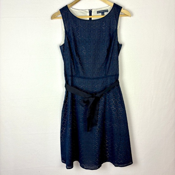 Brooks Brothers Navy Eyelet Sleeveless A-Line Dress Professional Old Money - Picture 1 of 9